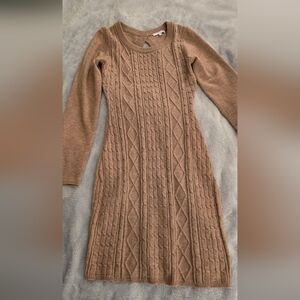 Iris Taupe Cable Knit Sweater Dress
